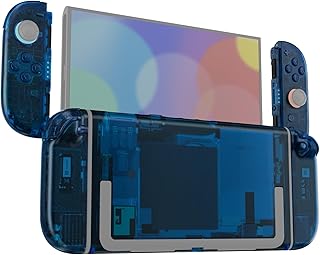 eXtremeRate Nintendo Switch 2対応用DIY交換シェルボタン、Switch 2 & Joycon 2対応カスタムフルセット 背面プレート コントローラーハウジングボタン付き デラックス版-クリア系【クリアブルー】