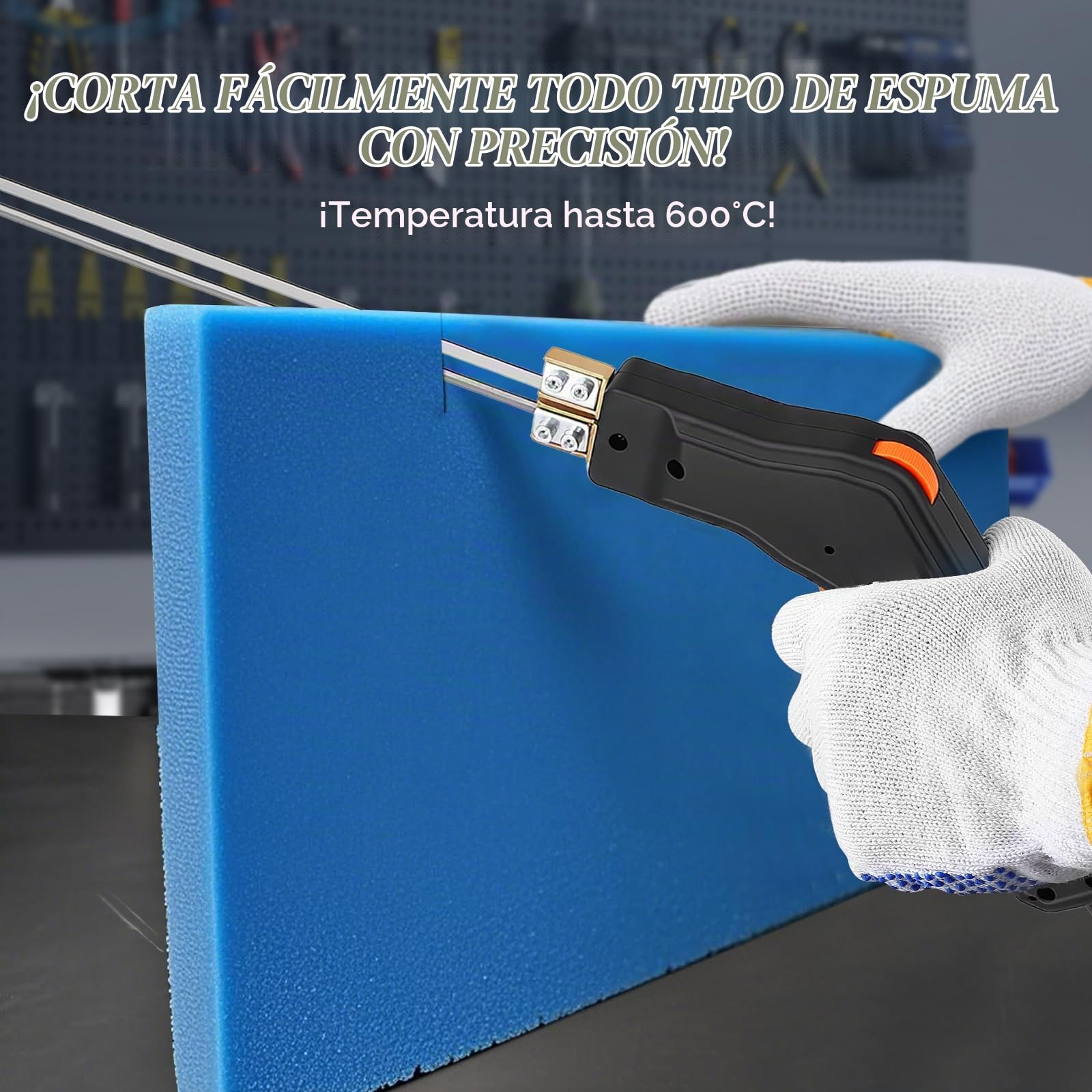 300W Cuchilla Caliente Eléctrico, (0-600℃) Temperatura Ajustable, Cortador de Espuma con 4 Cuchillas para Poliestireno, EPS, EPP, Tablero KT, EVA, PU, ​​Cuerda, Tela, Espuma