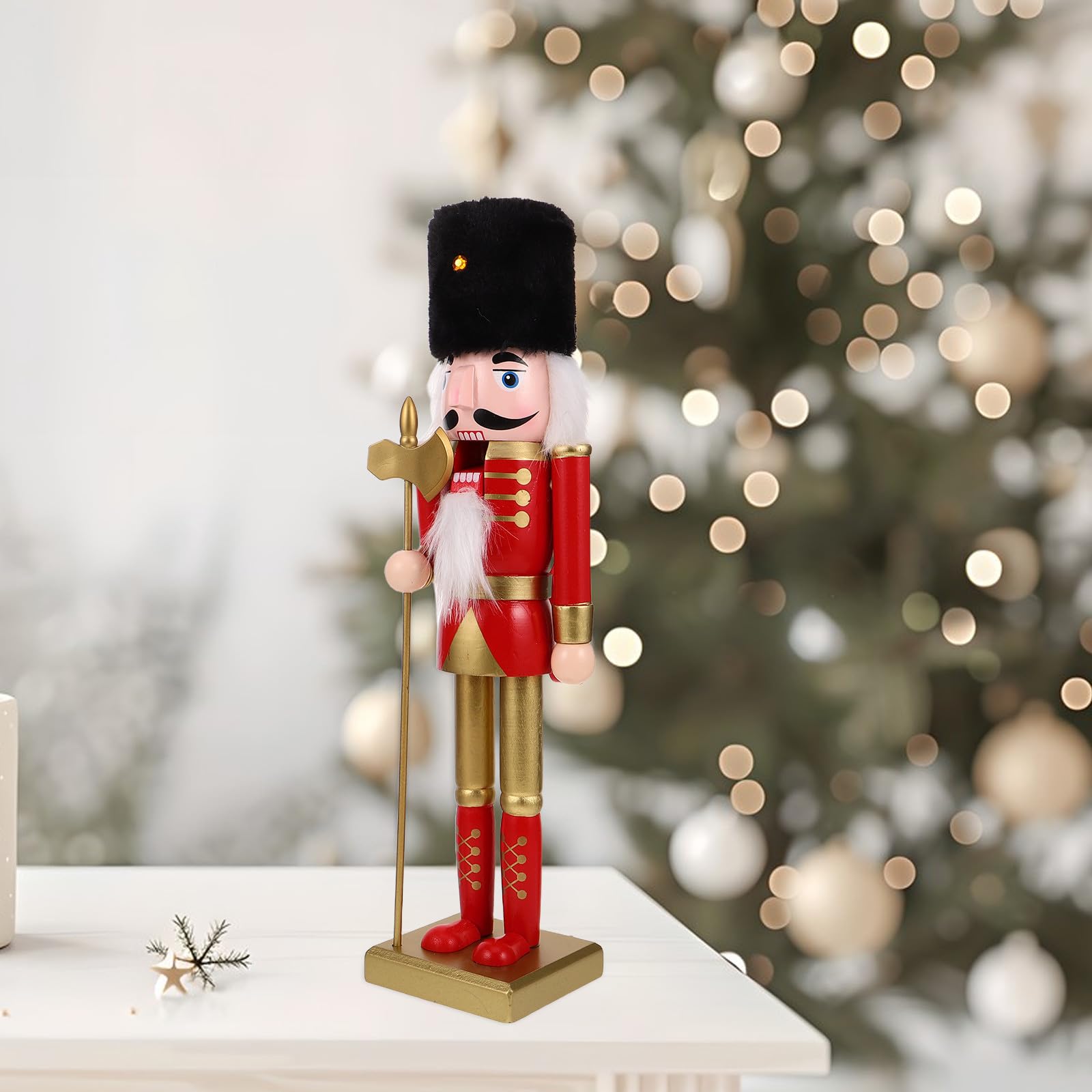 Beaupretty 3 Pièces Casse-Noisette en Bois Soldat Rouge, Figurine de Noël