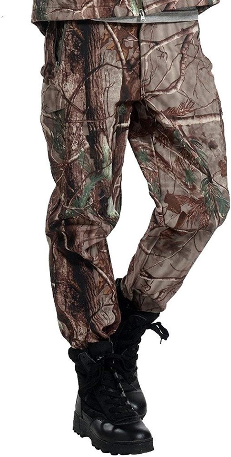 TongCartTactical Waterproof Soft Shell Pants Men Winter Windproof Warm Camouflage Fleece Military Trousers Army Hunt Camouflage Pants
