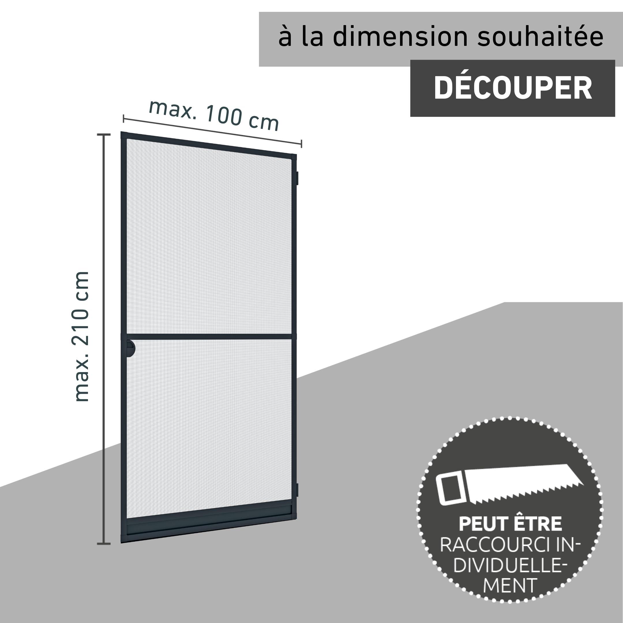 Windhager Moustiquaire de Porte Expert Cadre tendeur, Cadre pour Portes Battantes, 100 x 210 cm, anthracite, 03903