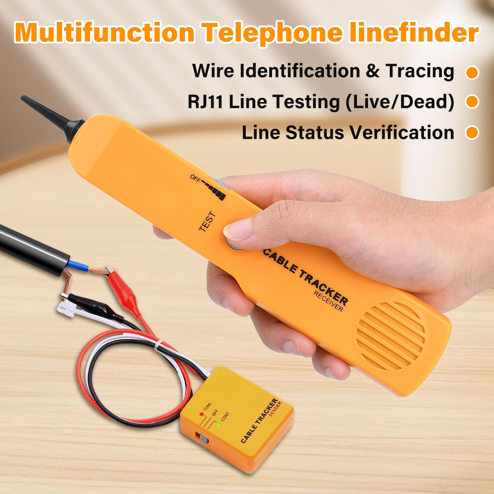 Buscador de cables y comprobador de red Fastsaw Cable Tracker con generador de sonido y sondas para pruebas de continuidad, seguimiento de cables y prueba de línea telefónica, incluye