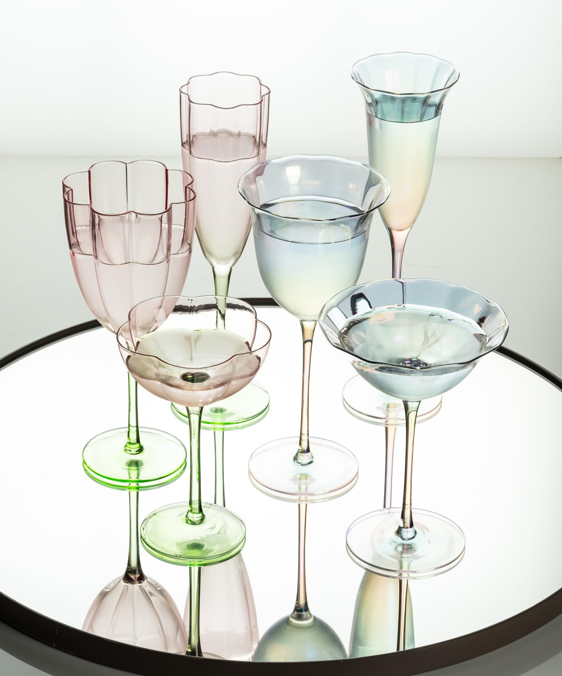 Amazon.com | Abbott Collection Flower Look Wine Glass - Glass, Pink/Green,  8.5" H (13oz): Wine Glasses