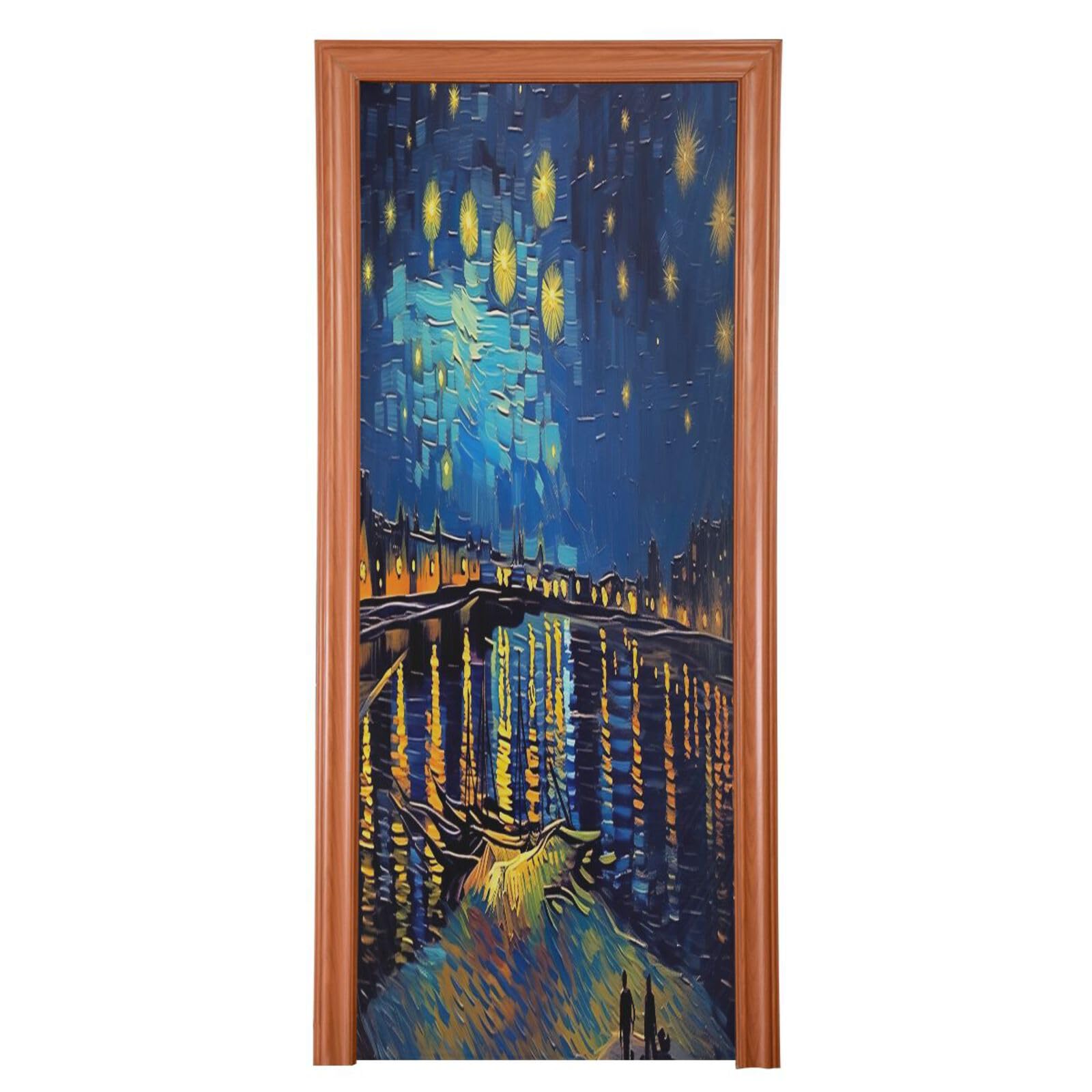 FLildon Starry Night Painting Door Cover Decoration, Party Accessory Porch Decor for Festive Ornament Room Door Covers 36 x 98 Inch