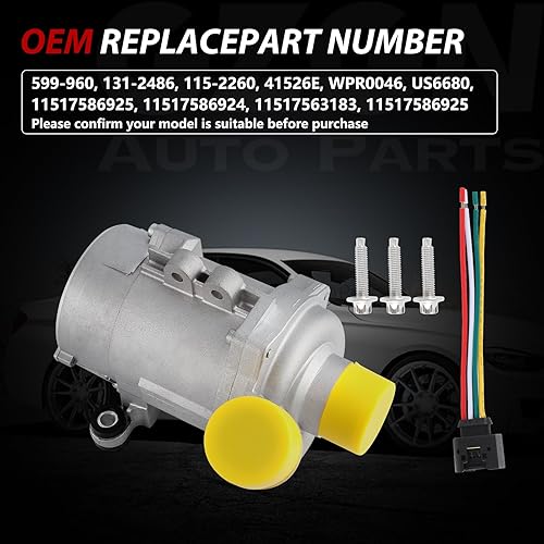 Miniatura 3 de Bomba de agua de motor eléctrico compatible con BMW 325i 330i X3 X5 630i 730Li 130i Z4 X1 2005-2015, 2.5L 3.0L L6, para motor N52, repuesto #