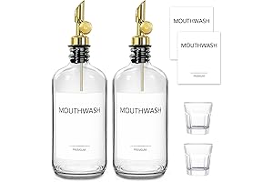 Glass Mouthwash Dispenser Bottle with Cup for Listerine