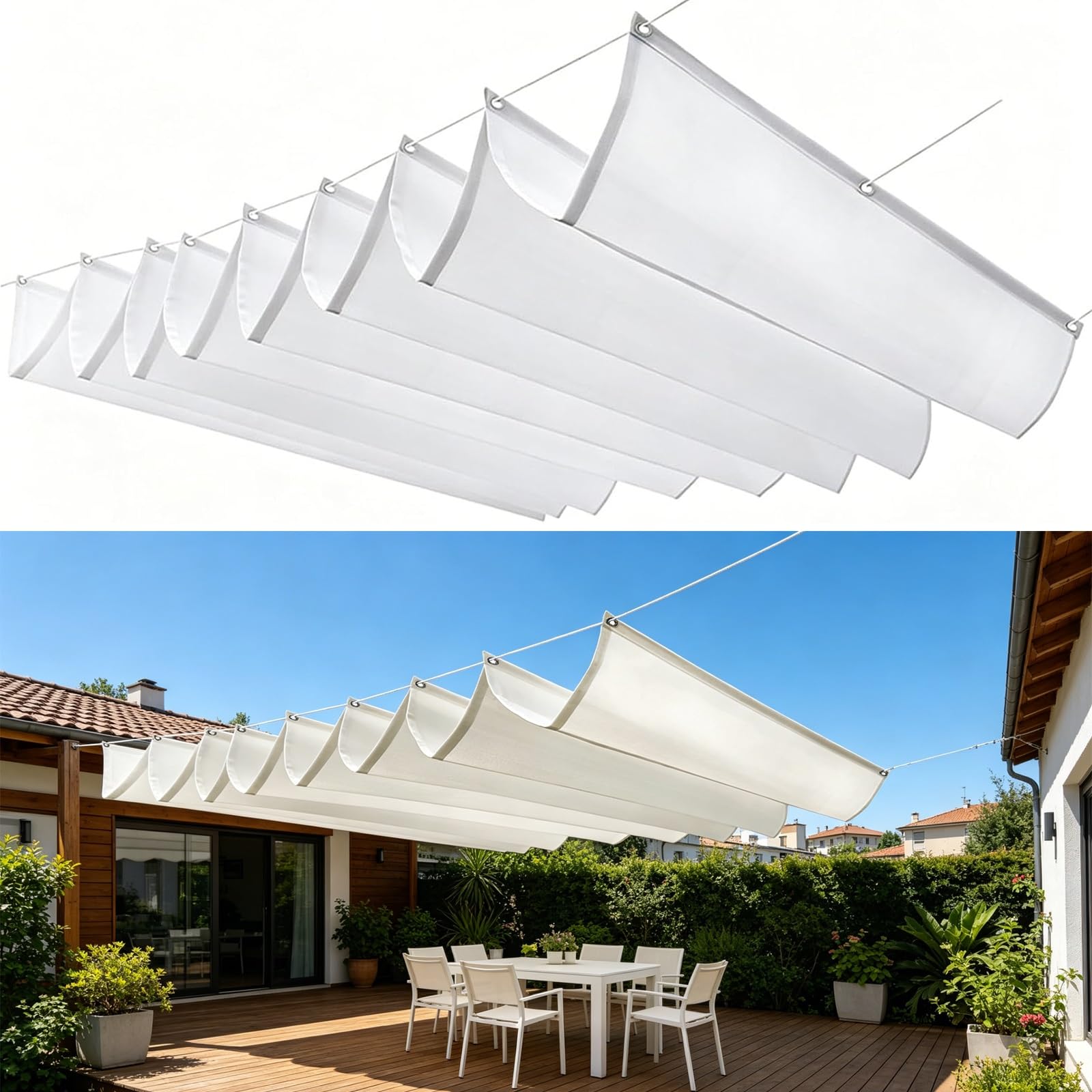 Voile ombrage imperméable blanc protégeant des UV pour grand patio et extérieur 3.5x10m