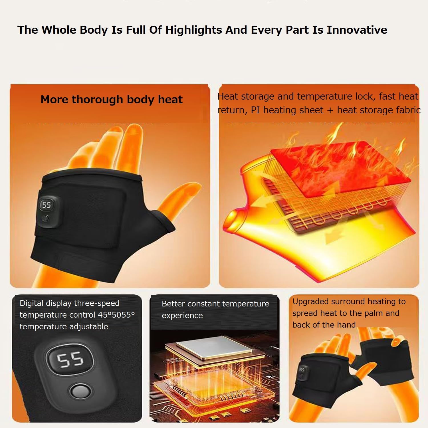 Close-up of the heated gloves material and design