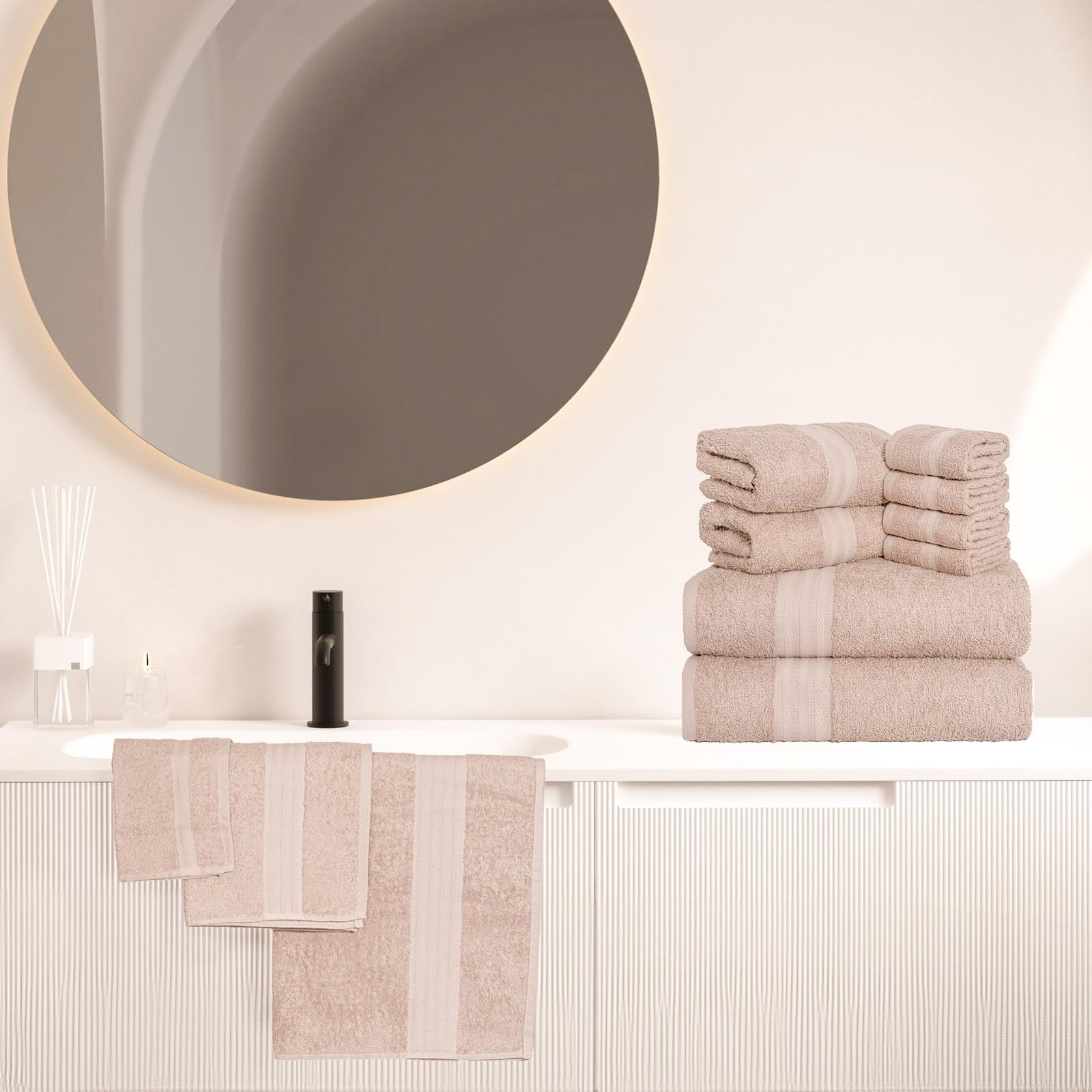 nice homeit Set Asciugamani in Cotone 100%, 8 Pezzi, Asciugamani Da Bagno, Made in Italy, Palestra, Hotel e Spa. Molto Assorbente (CIPRIA)
