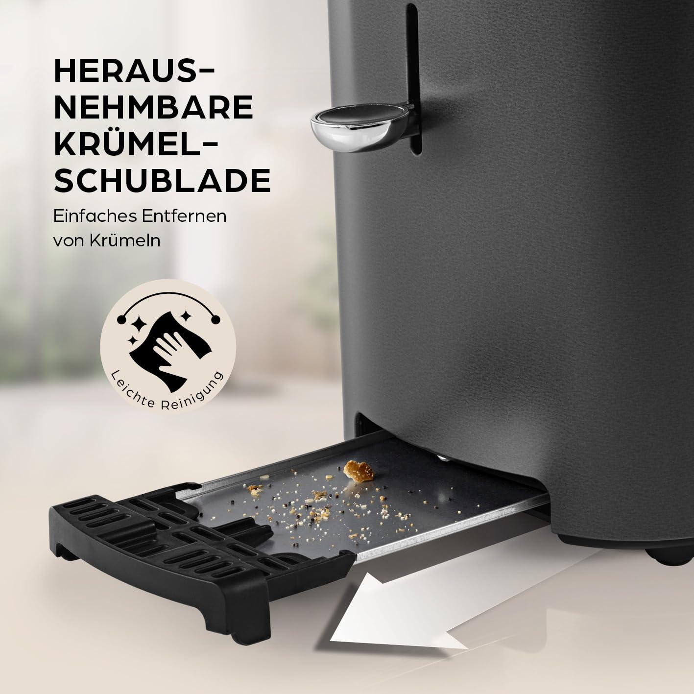 GOURMETmaxx Toaster Kurzschlitz für 2-Scheiben | Toaströster Anthrazit mit 6 Bräunungsgraden und Ready-2-eat-Countdown | Elektrisches Küchengerät mit Touchdisplay, Brötchenaufsatz & Aufwärmfunktion