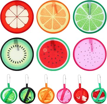 Molain 6 Pcs Round Foldable Hand Fans, Fruit Style Round Handheld Folding Fan Portable Cooling Fans Cooling Fan for Summer Outdoor Travel Festival Party Decorations and Game Favors