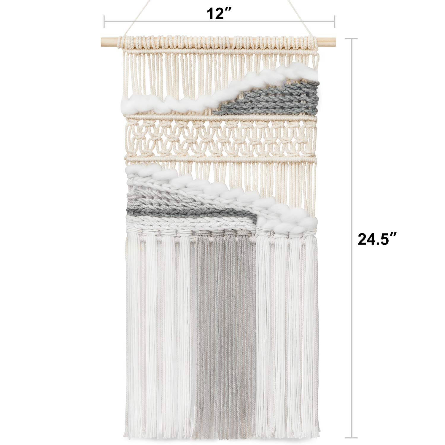 FMIYJUN Makramee Wandteppich 50x85cm - Boho Wanddekoration Für Wohnung & Schlafzimmer