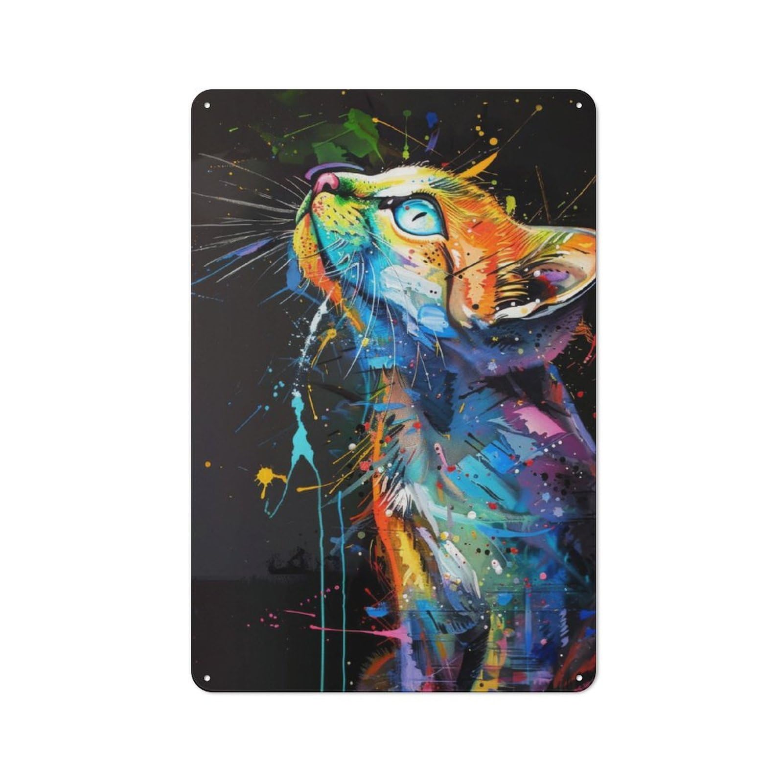 Junmoney Cat Popart Painting Retro Tin Sign 30X20cm For Pub Or Café, For Collectors Building A Themed Wall Display