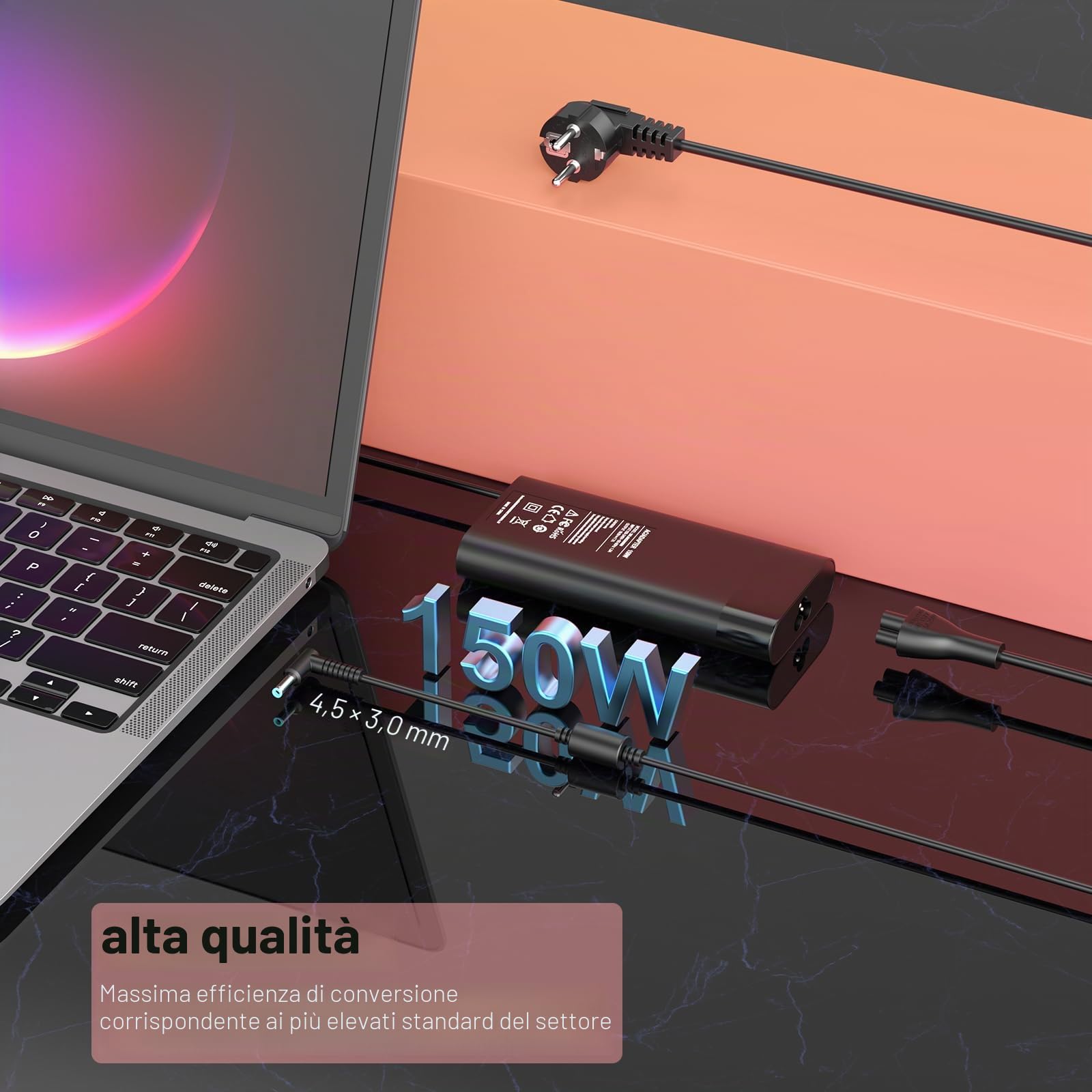 150W Alimentatore Caricatore per HP Omen 15 17 Pavilion Gaming 15 17 ZBook Studio G3 G4 G5 G6 G7 G8 Fury G7 G8 TPN-CA11 TPN-DA09 L32661-001 19,5V 7,7A Caricabatteria PC Portatile