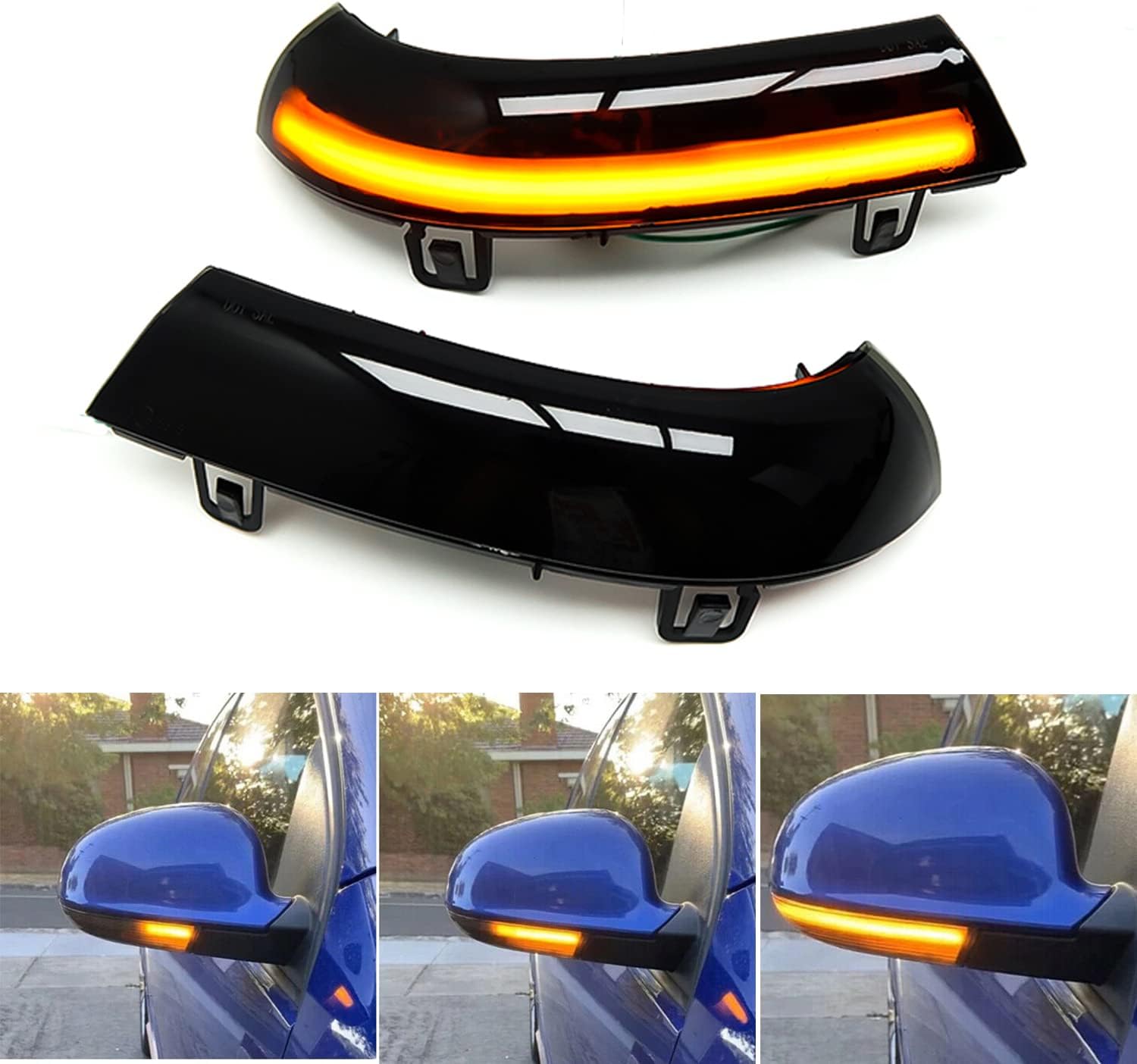 Sequential LED Side Mirror Lights Turn Signal Smoked Lens Compatible with VW Golf 5 EOS GTI Jetta MK5 Passat B5.5 B6 R36 Sharan Skoda Superb B5,Amber