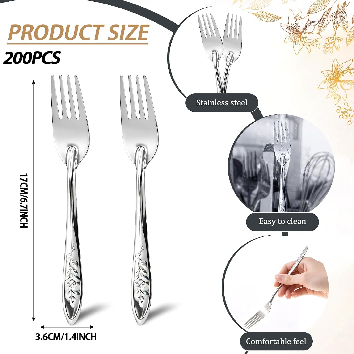 200 Pcs Dinner Forks Set 6.7 Inches Stainless Steel Dinner Forks