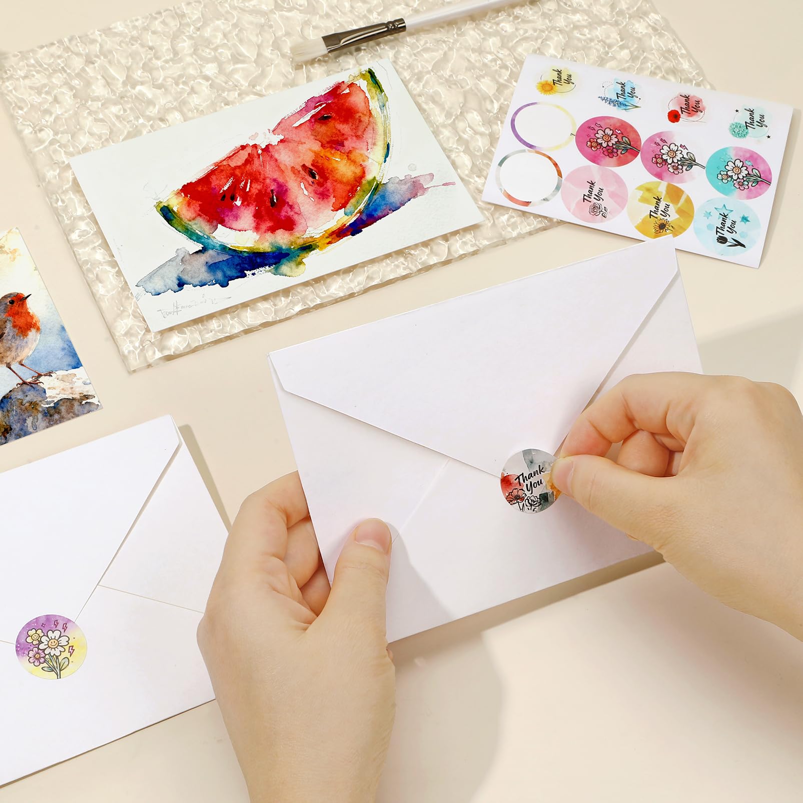 36 Sets blanko Aquarellkarten mit Umschlägen, 10,2 x 15,2 cm, 63,5 kg/300 g/m² Baumwollpapier, Aquarell-Blanko-Karten (10,2 x 15,2 cm) und 36 weiße Umschläge