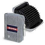 Storite 12 Slot RFID PU Leather Credit Debit Card Holder BlueStrip Wallet Zipper Coin Purse for Men & Women – (Grey, 10.5 x 7.5 x 2 cm)