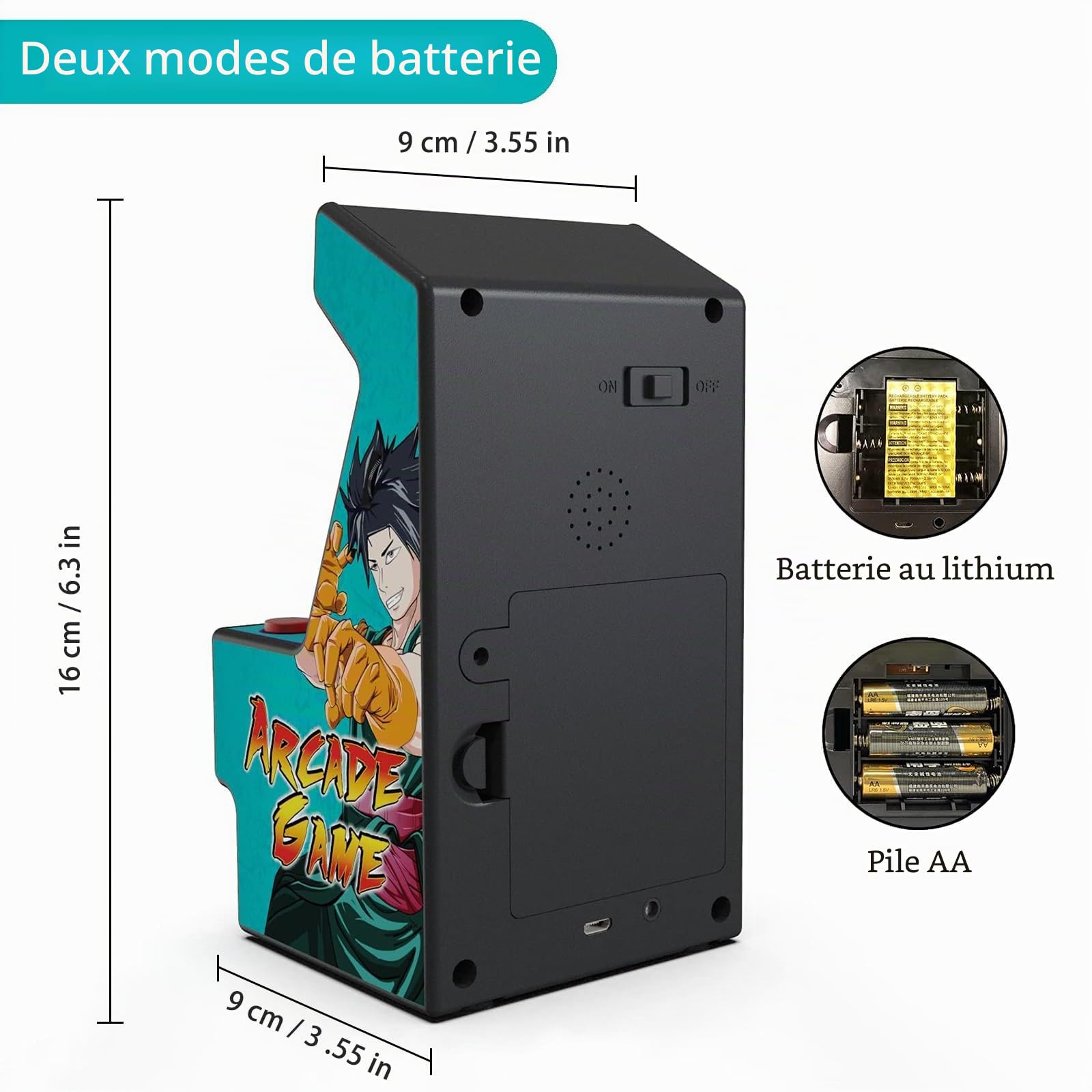 Mini Arcade Retro, Consoles de jeux portables 156 Jeux intégrés, Jeux d'arcade rétro 16 Bits, écran Couleur 2,8", Batterie Rechargeable, Console de Jeux Retro, Mini Jeux Arcade pour Enfants et Adultes