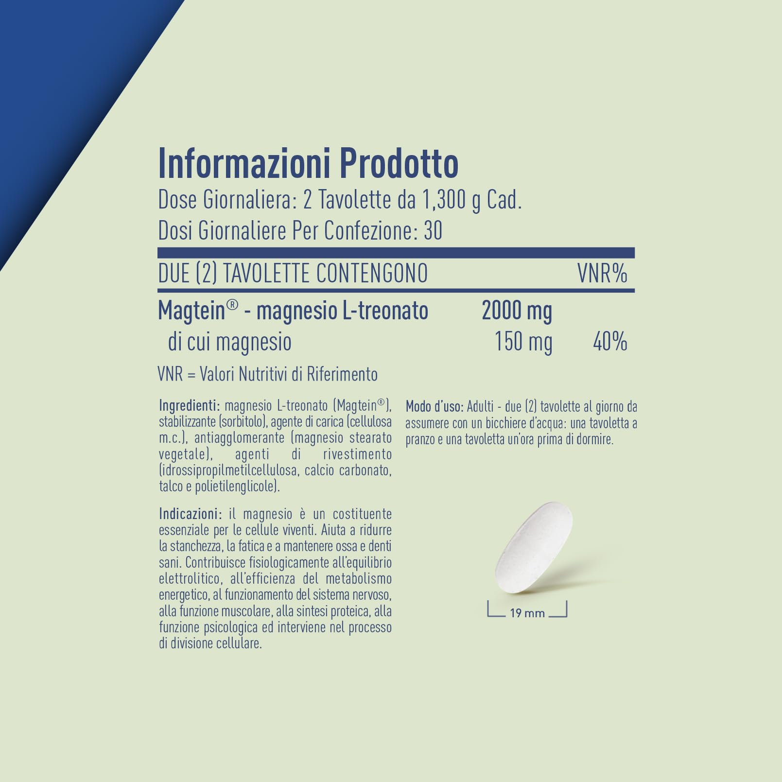 LongLife® MagTein | Magnesio L-Treonato | Supporto cognitivo e memoria | Benessere cerebrale | Alta biodisponibilità | 60 tavolette | Vegano e senza glutine