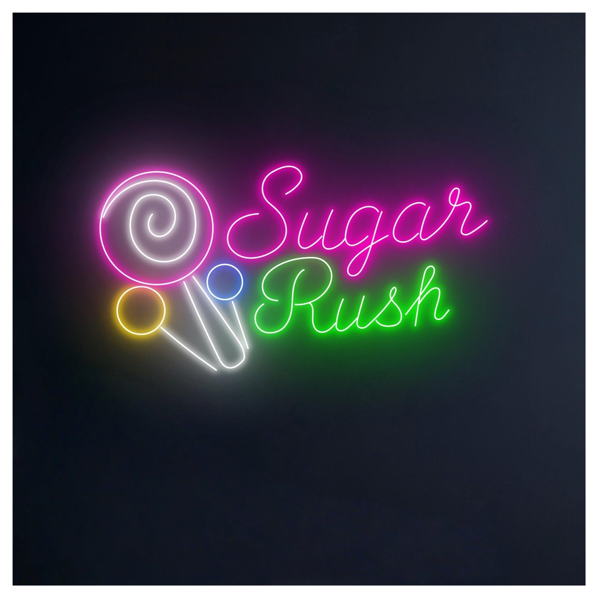 RONGCH Hanging Art Neon Signs Candy Neon Sign, Suitable for Lollipop Store Home Decor with Brightness Adjustable 50cm