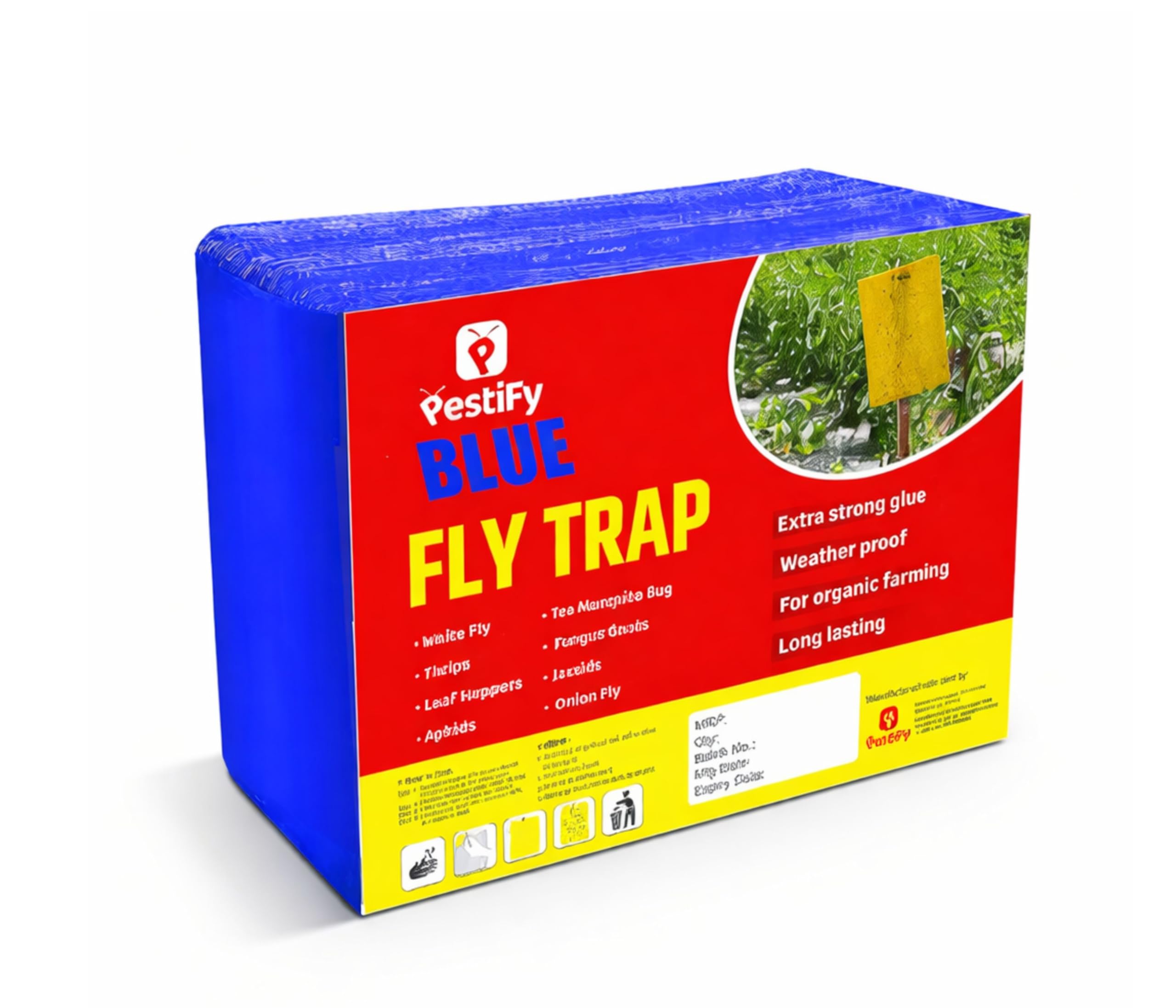 PestiFy A5 Blue Sticky Trap for Insects Pack of 50 Sheets| for Garden & Agriculture to Control Whiteflies, Aphids, Thrips, Jassids| Fly Catcher Insect Catcher Glue Trap for 100% Results-image-30
