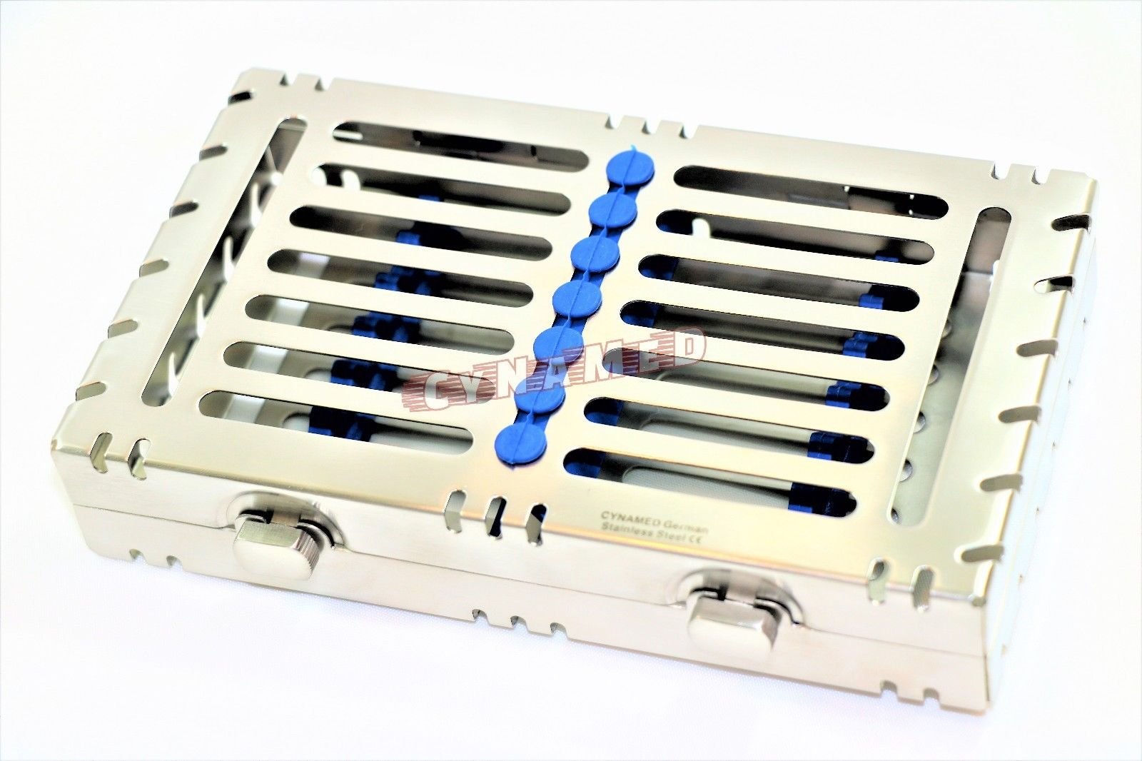 1 German Dental Autoclave Sterilization Cassette Rack Box Tray for 7 Instruments Blue