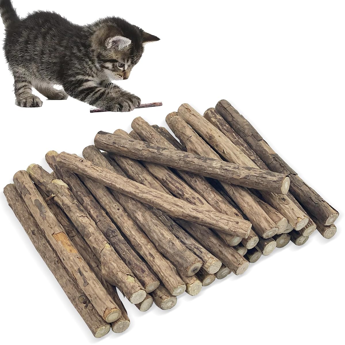 Shirene Cat Catnip Sticks,30 Pcs Cat Chew Toys Catnip Toys for Cats Natural Organic Silvervine Cat Chew Sticks Cat Nips Toys for Kittens Teeth Cleaning,Play,Stress Release,Plaque Removal,Calming - Image 3