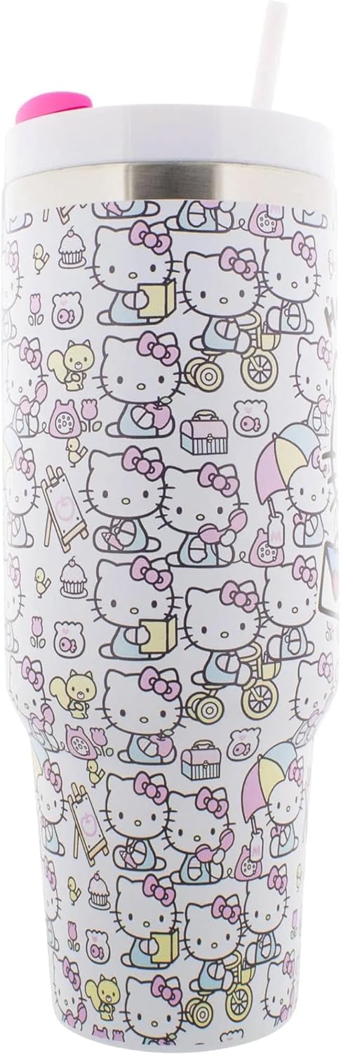 Fast Forward Sanrio Hello Kitty 40oz Stainless Steel Tumbler with Handle, Lid, & Straw (Hello Kitty) - Image 4