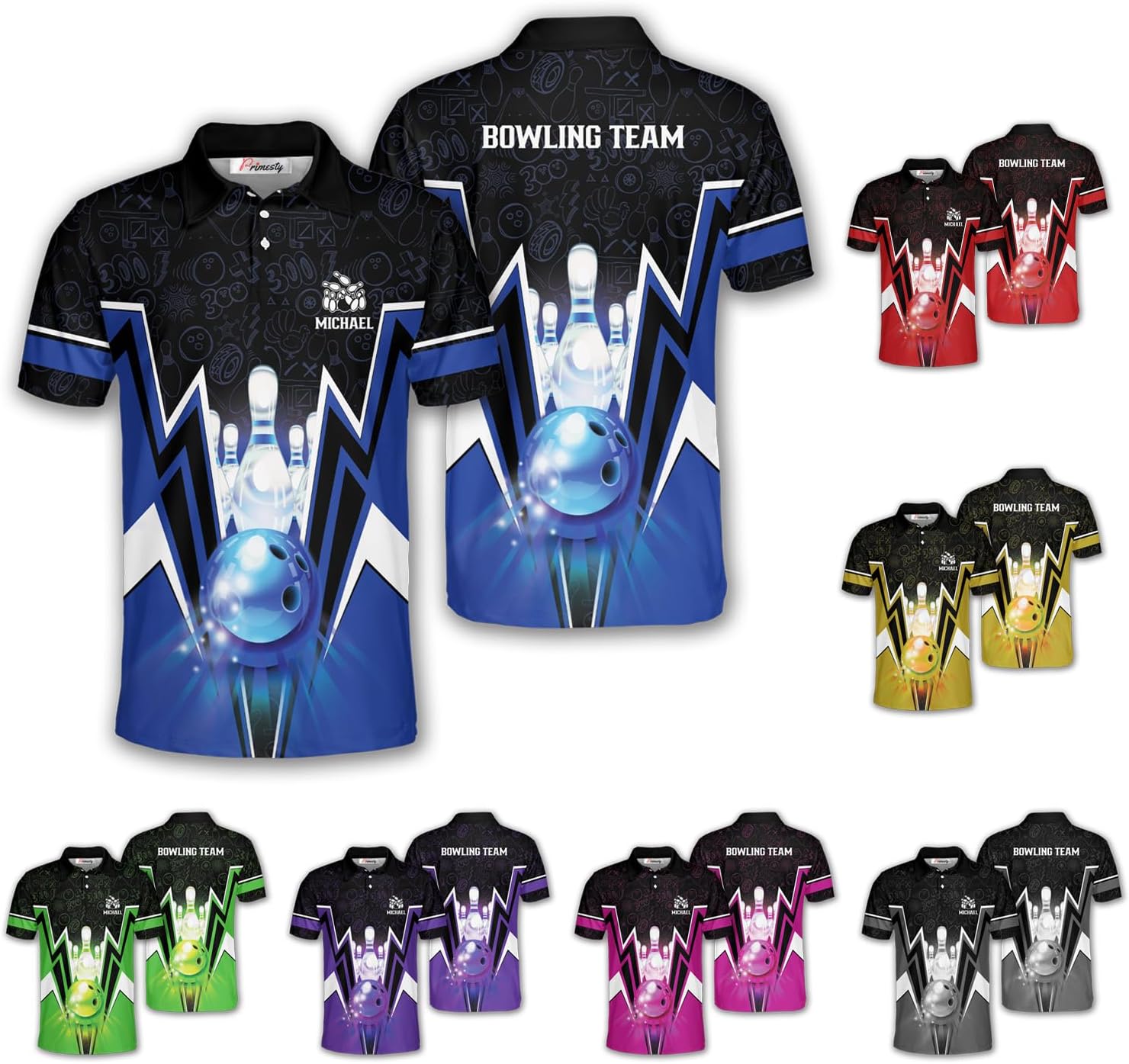 PRIMESTY Custom Bowling Shirts for Men and Women, Trendy Bowling Polo Shirts, Personalized Trendy Bowling Jerseys