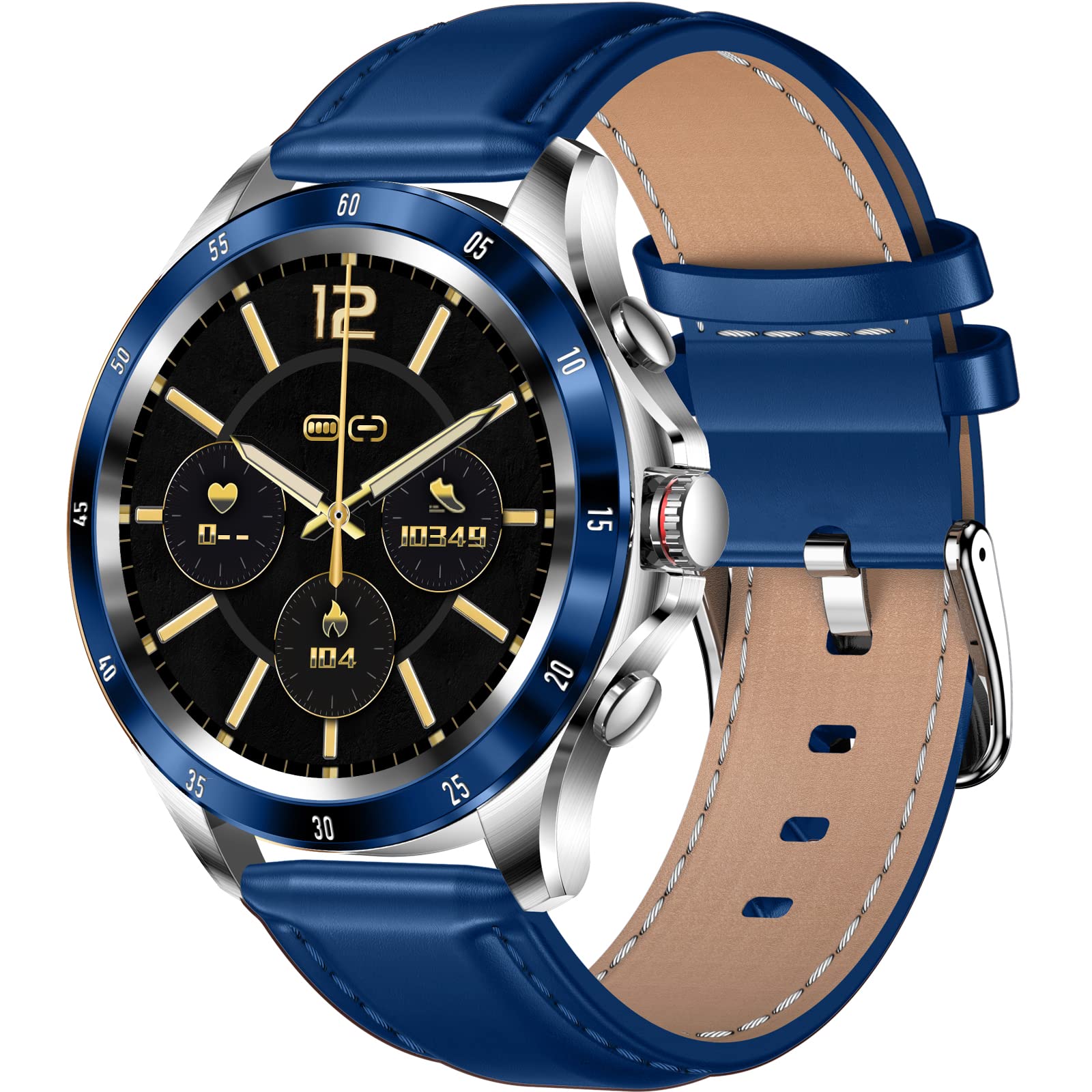 Smartwatch for Men Women with Bluetooth Calling 1.32” HD Step Counter Watch with Heart Rate Sleep Monitor Body Temperature Detection Pedometer Calories for iOS Android (Blue)