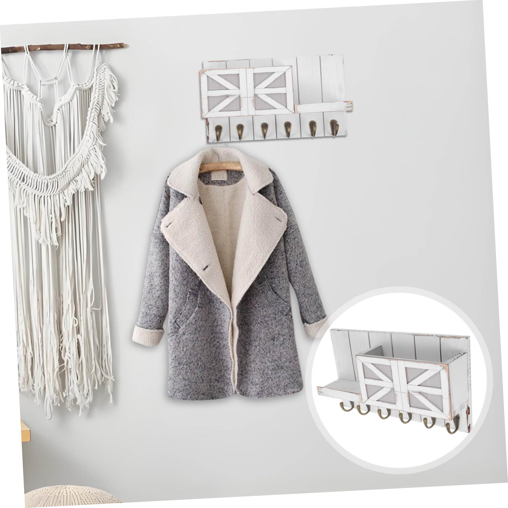 Ciieeo Portachiavi da Parete in Legno e Ferro con Mensola, Stile Europeo Sofisticato per Decorazione Salotto o Piccoli Appartamenti