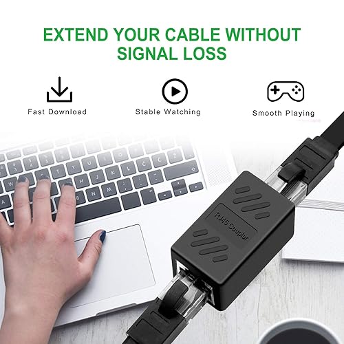 Miniatura 7 de Y.D.F Acoplador RJ45, conectores Ethernet, acoplador en línea Hielded para conector extensor de cable Ethernet Cat7Cat6Cat5eCat5, hembra a hembra