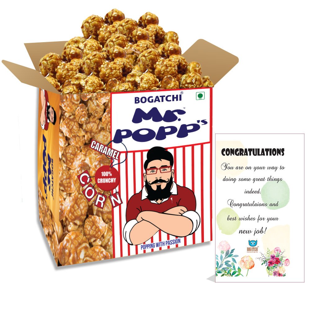 BOGATCHI Mr.POPP's Caramel Popcorn, 100% Crunchy HandCrafted Gourmet Popcorn Snacks | NO Microwave needed | Best Movie / TV Time Snack, Best Congratulations Gift, 375g + FREE Congratulations Greeting Card-image-18