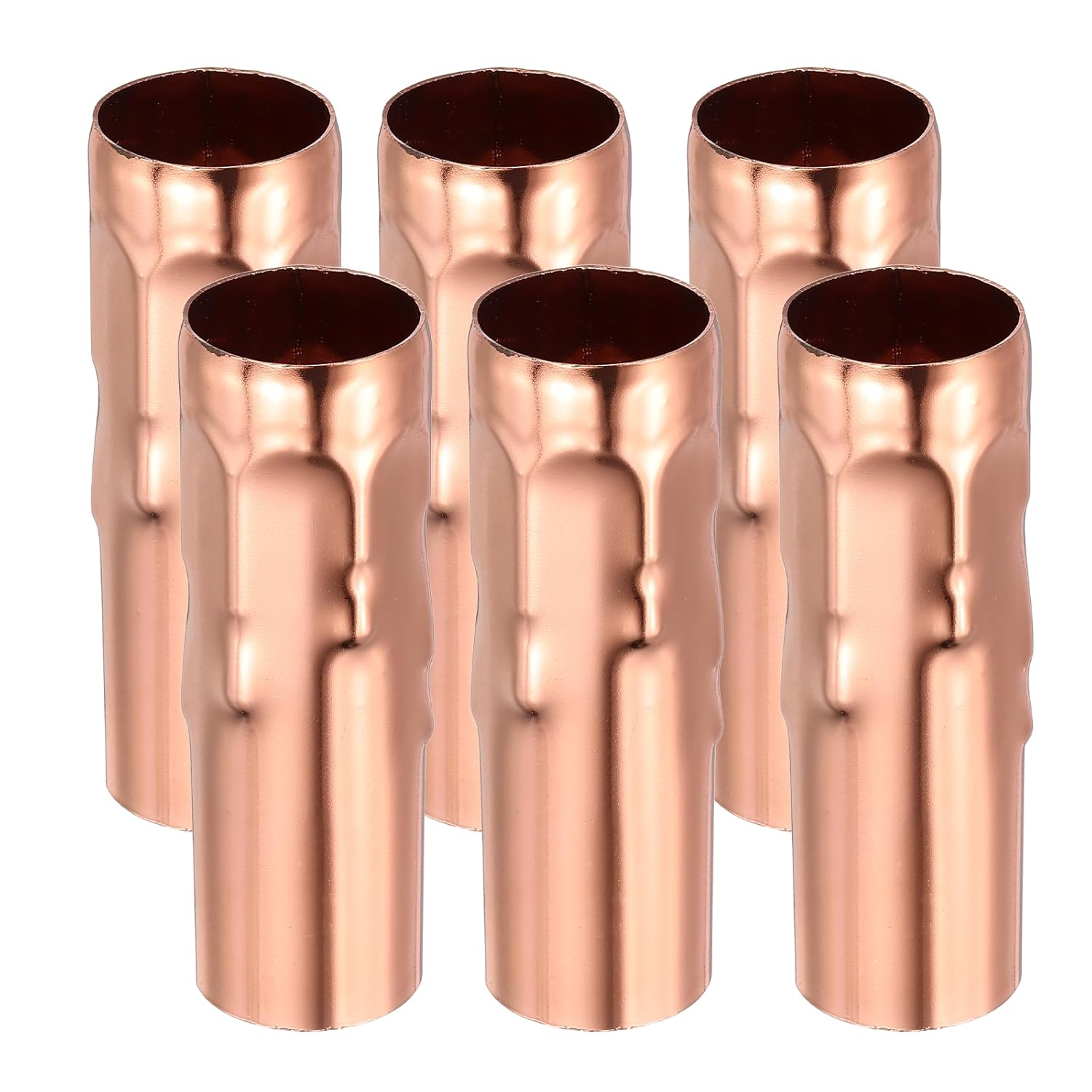 Candle Sleeves for E14 Chandeliers 3.2 Inch 6 Pcs - 24mm I.D. Metal Socket Covers with Dripping Candelabra Base, Light Bulb Accessories for Lamps DIY Lighting Fixture, Rose Gold