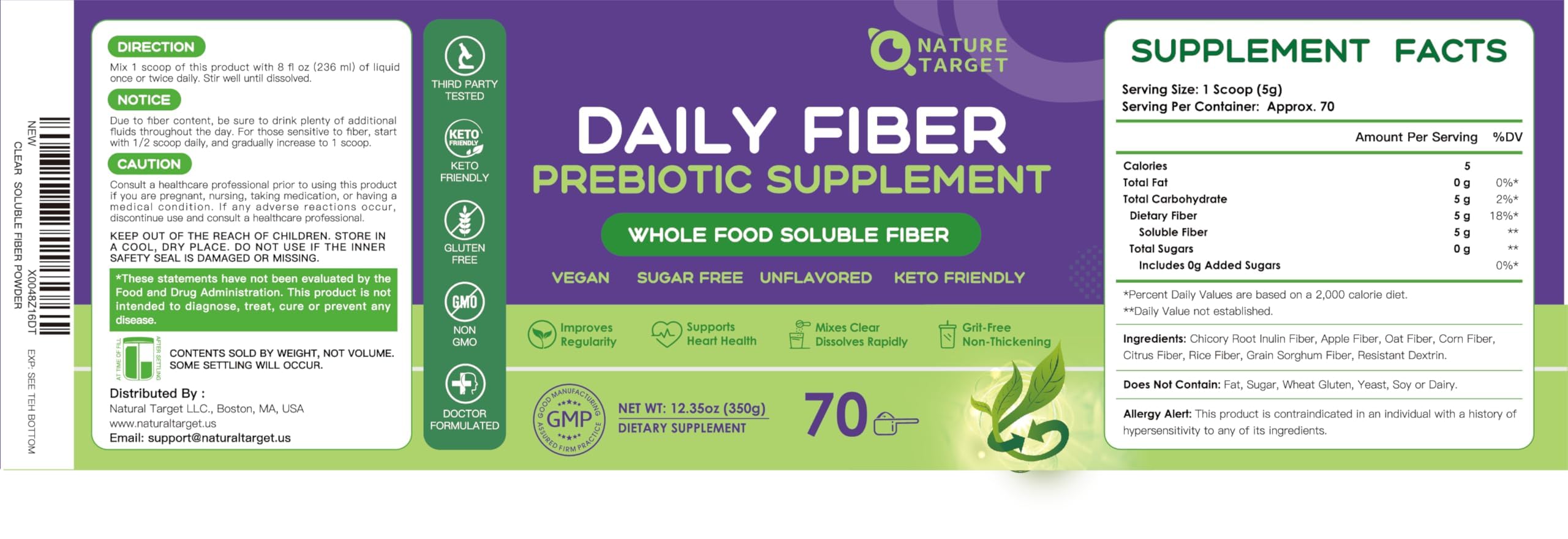 Nature Target Soluble Fiber Supplement, Unflavored Powder - 70 Servings — Amazon image 9