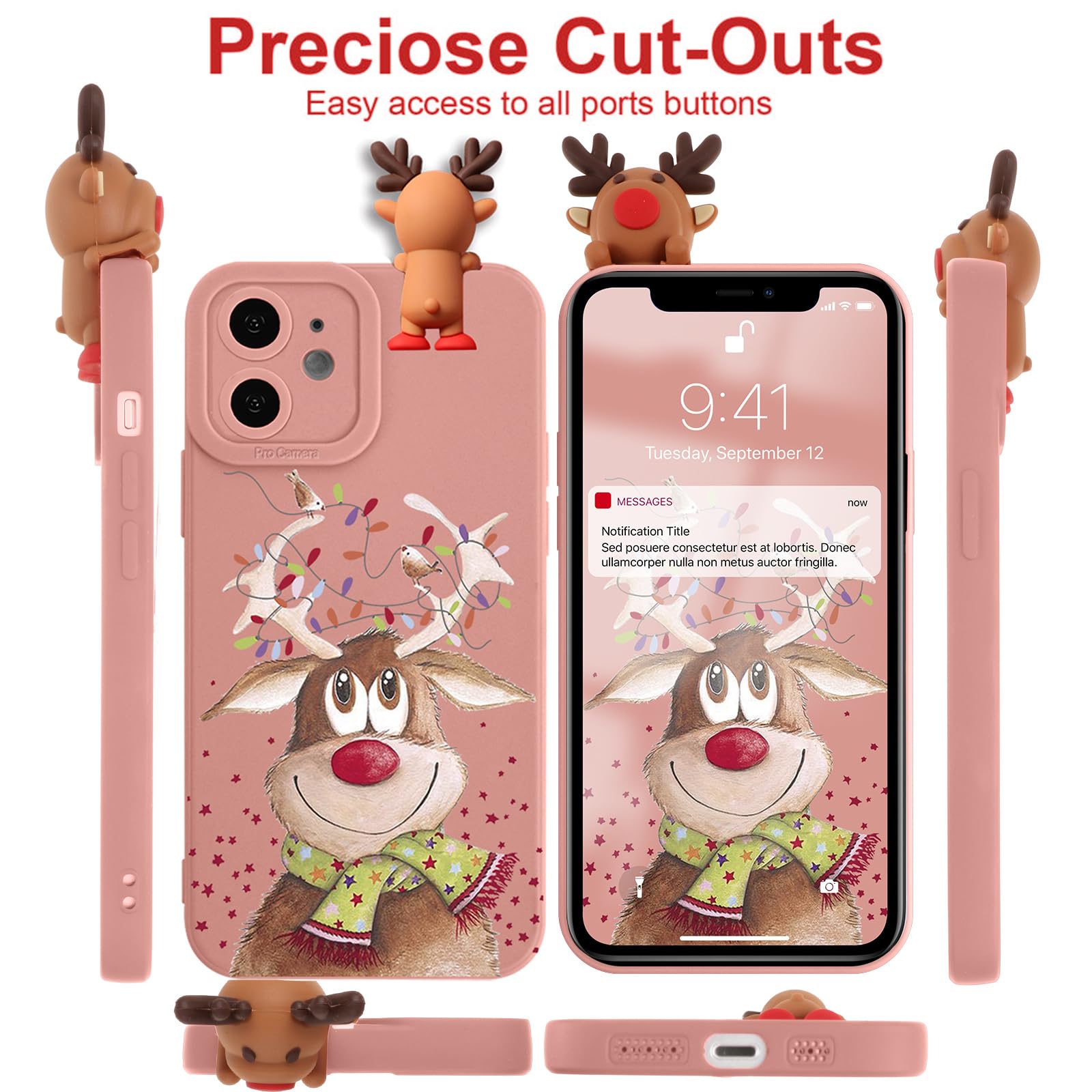 Xylota Natale Cover per Apple iPhone 11 6,1, Custodia 3D Cute Christmas Bambola Motive Disegno, Ultra Sottile Morbido Silicone Antiurto Protezione Fotocamera Phone Case per iPhone 11, Alce02