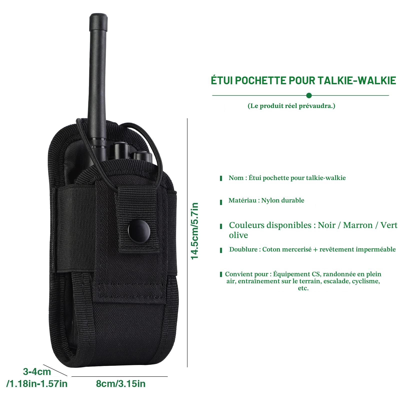 Kyrio Molle Pochette de ceinture pour radio portable ou talkie-walkie