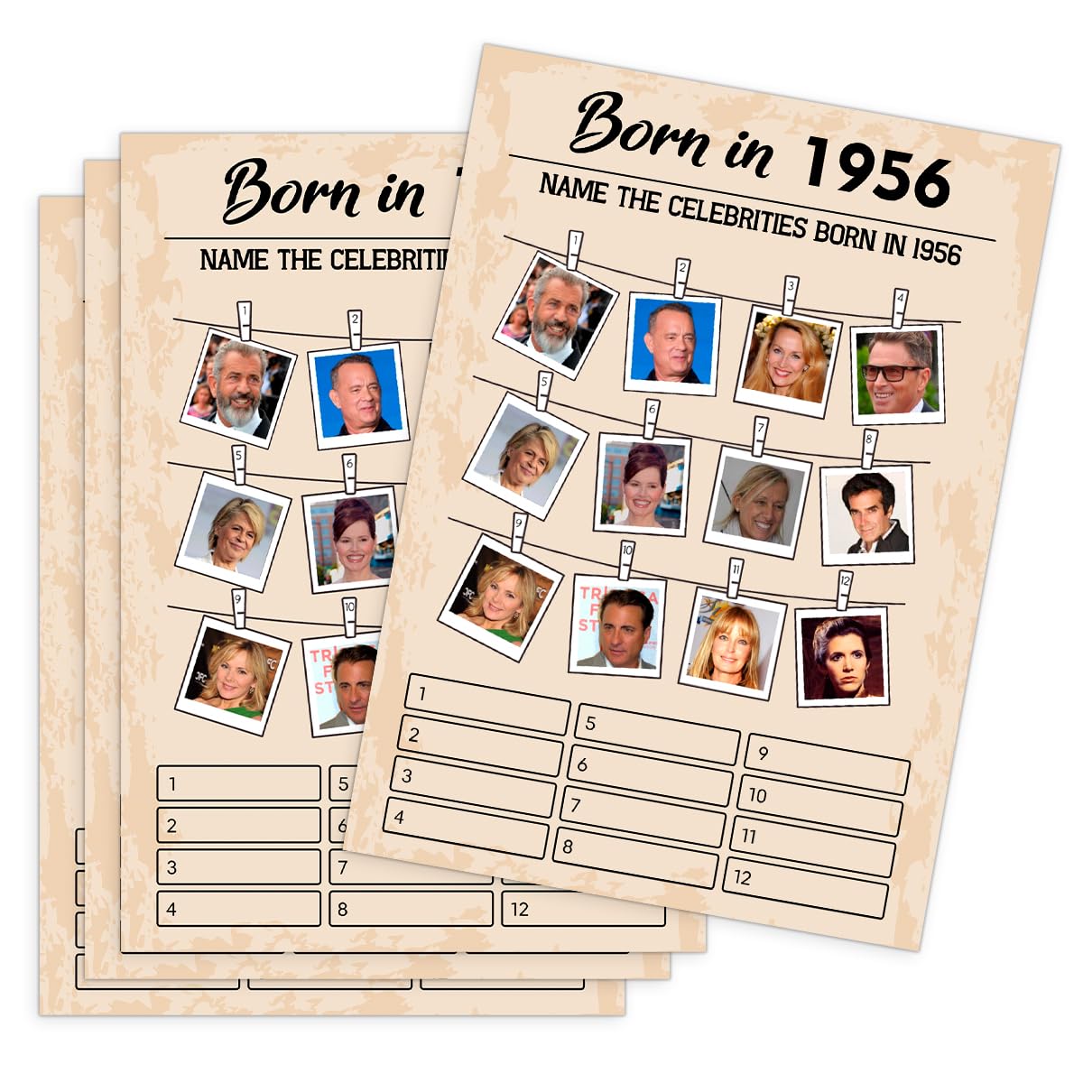 QUPT 70th Birthday Party Games, Born in 1956 Games, Birthday Party Supplies for Adults, Fun 1956s Party Game，Pack of 30 Cards