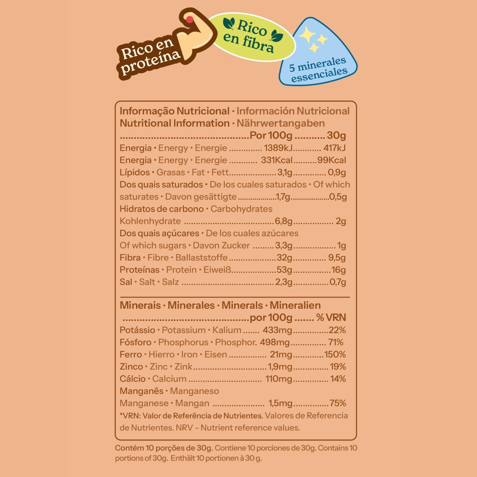 Tarwi Veganes Proteinpulver 20 x 30g | Laktosefreies pflanzliches Protein, ballaststoffreich | bis zu 69g Protein | Geschmacksrichtungen: Natur, Vanille und Kakao (Kakao)