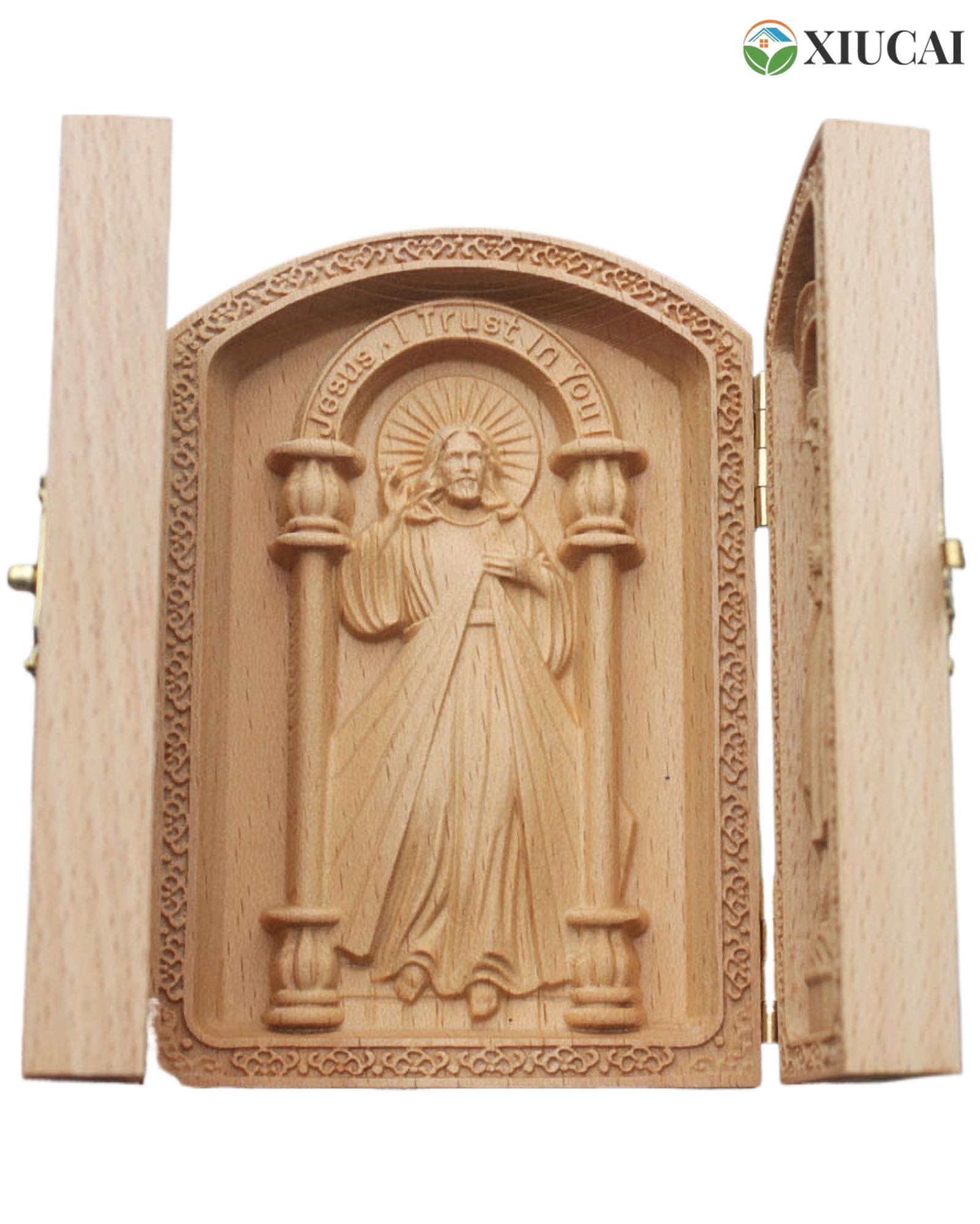 Amazon.co.jp: XIUCAI 手工芸 木製 携帯用祭壇, イエス・聖母マリア