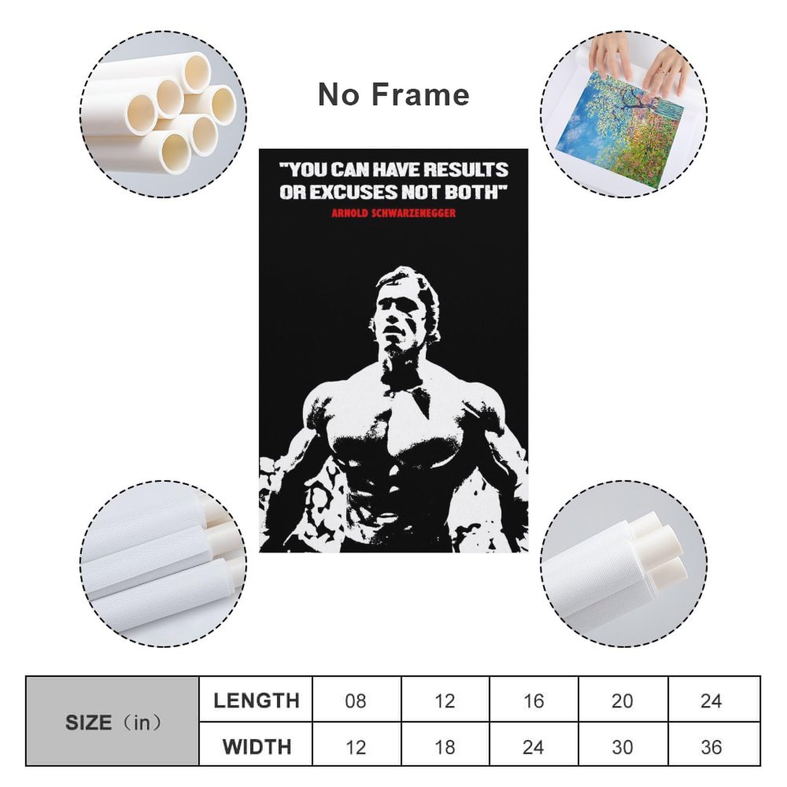 Poster Arnold Schwarzenegger Motivational Bodybuilding - Citation Inspiration Murale 30x45 Cm