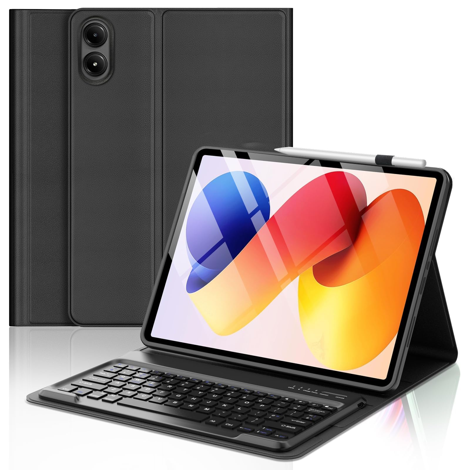 OYOSUOGG Keyboard Case for Xiaomi Redmi Pad 2 Pro 12.1" 2025, Mi Pad Pro 2024 / Xiaomi Poco Pad 12.1 inch Case with Detachable Bluetooth Keyboard, Folio Cover with Pencil Holder, Auto Sleep/Wake