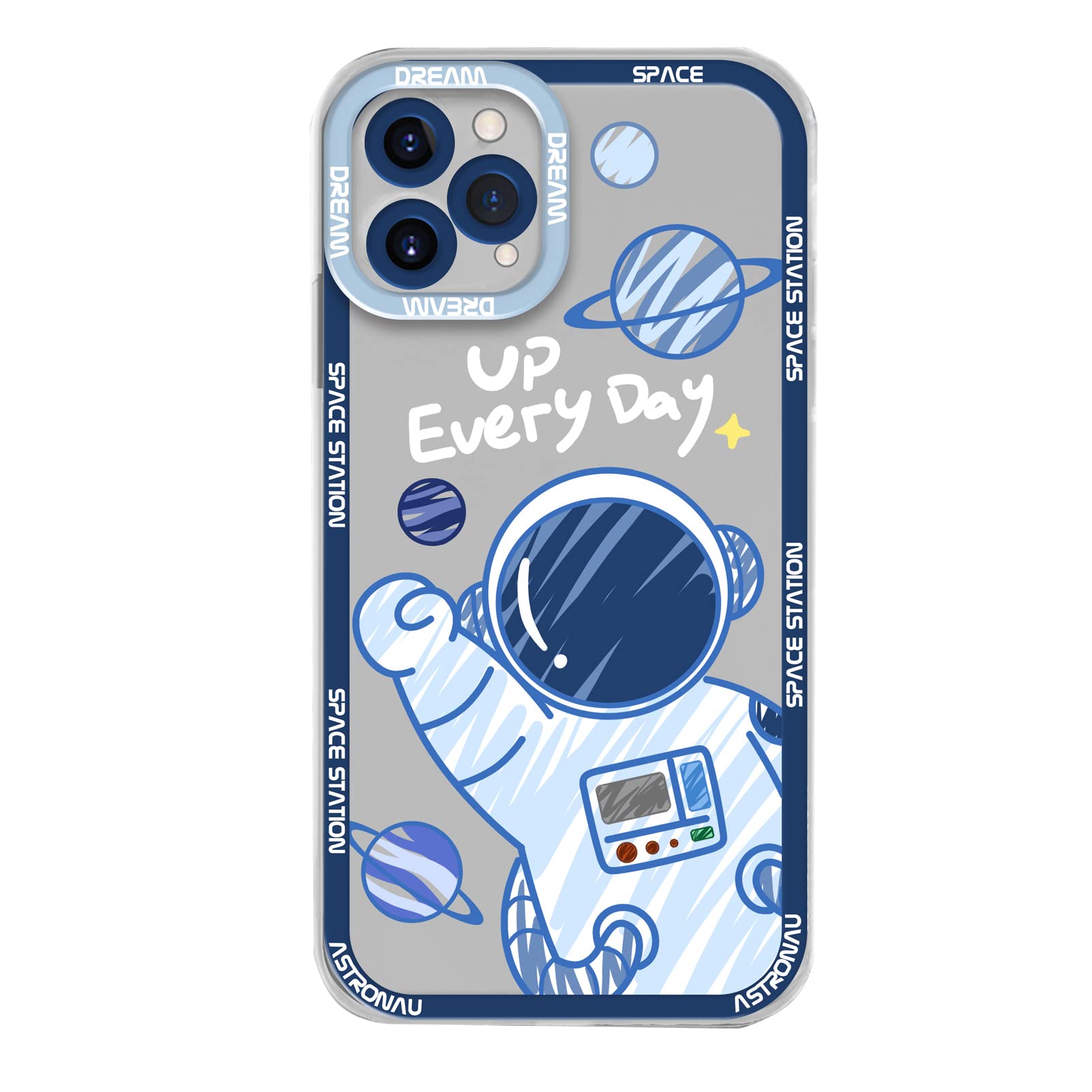Yonds Queen for iPhone 14 Pro Cute Clear Case, Cool Cartoon Astronaut Space Planet Design Stylish Soft TPU Bumper Shockproof Anti-Slip Protector