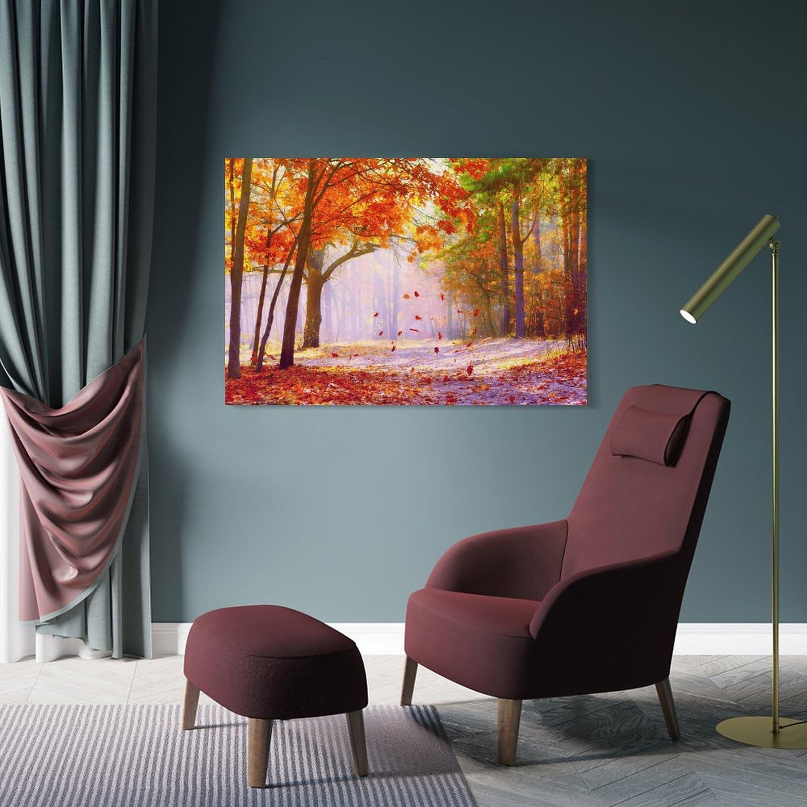 Amazon.co.jp: 秋の絵画 玄関風水 森 静物の風景 紅葉 秋 静物の風景