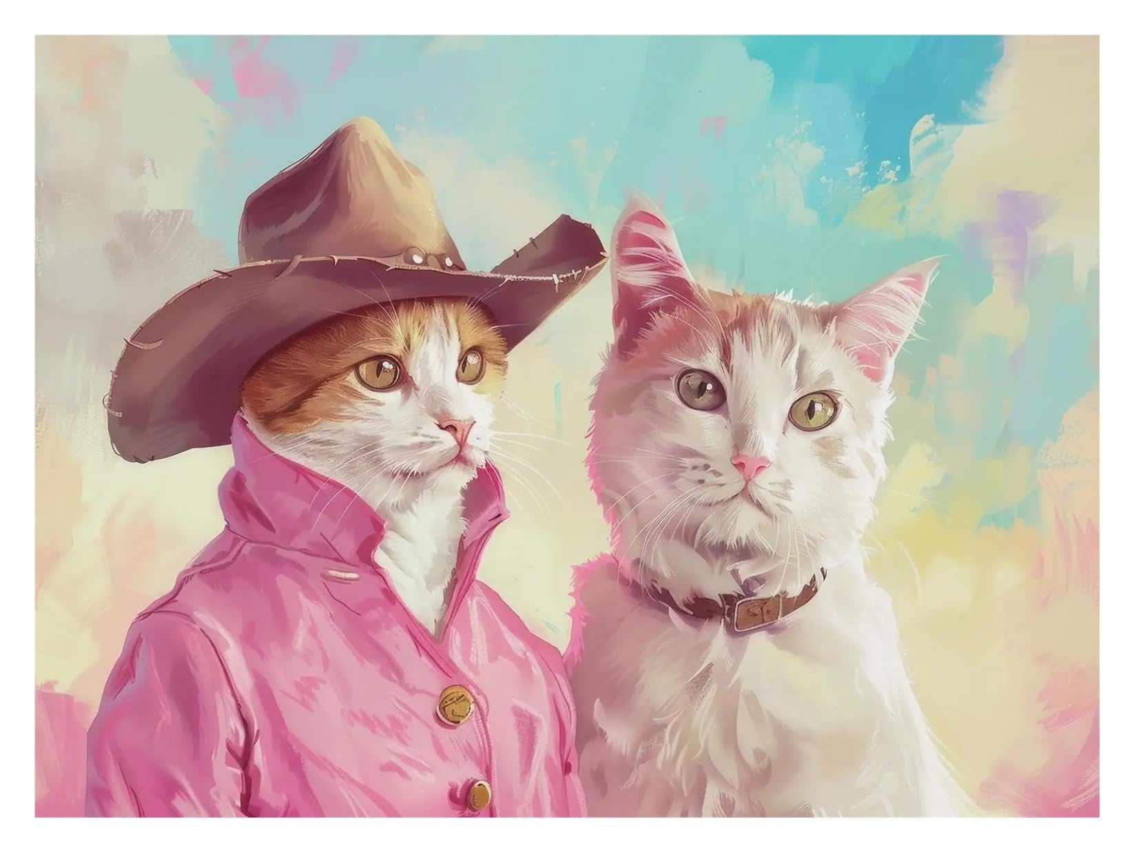 Xenite B Wall Art Canvas Prints Whimsical Funny Cowboy Frog Oil Posters Trendy Wild Cats West Prints Canvas Painting Wall Art Pictures Home Room Decor(,50X70cm)