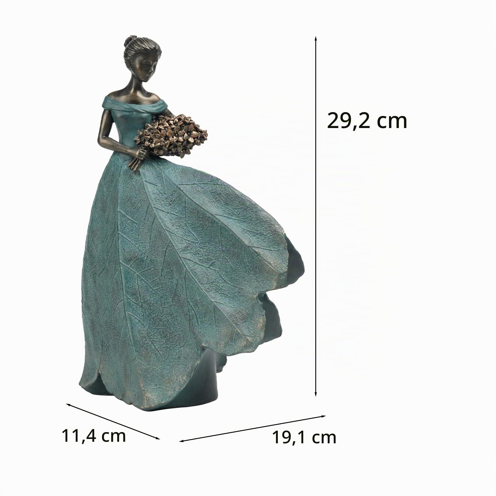 Guichifun, Statua a forma di fata, per collezione o arredamento domestico, decorazione da tavolo per soggiorno o ufficio, con gonna a forma di foglia, in resina, stile rustico, regalo per donne, 12,7