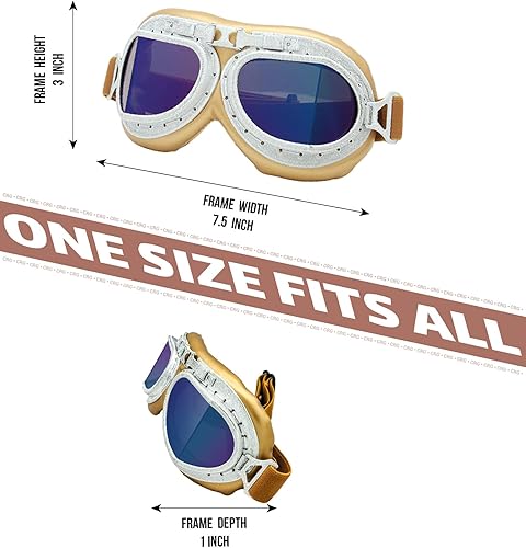 Miniatura 5 de CRG Sports Gafas de motocicleta estilo aviador vintage estilo piloto motocicleta crucero scooter gafas para hombre, mujer, adulto