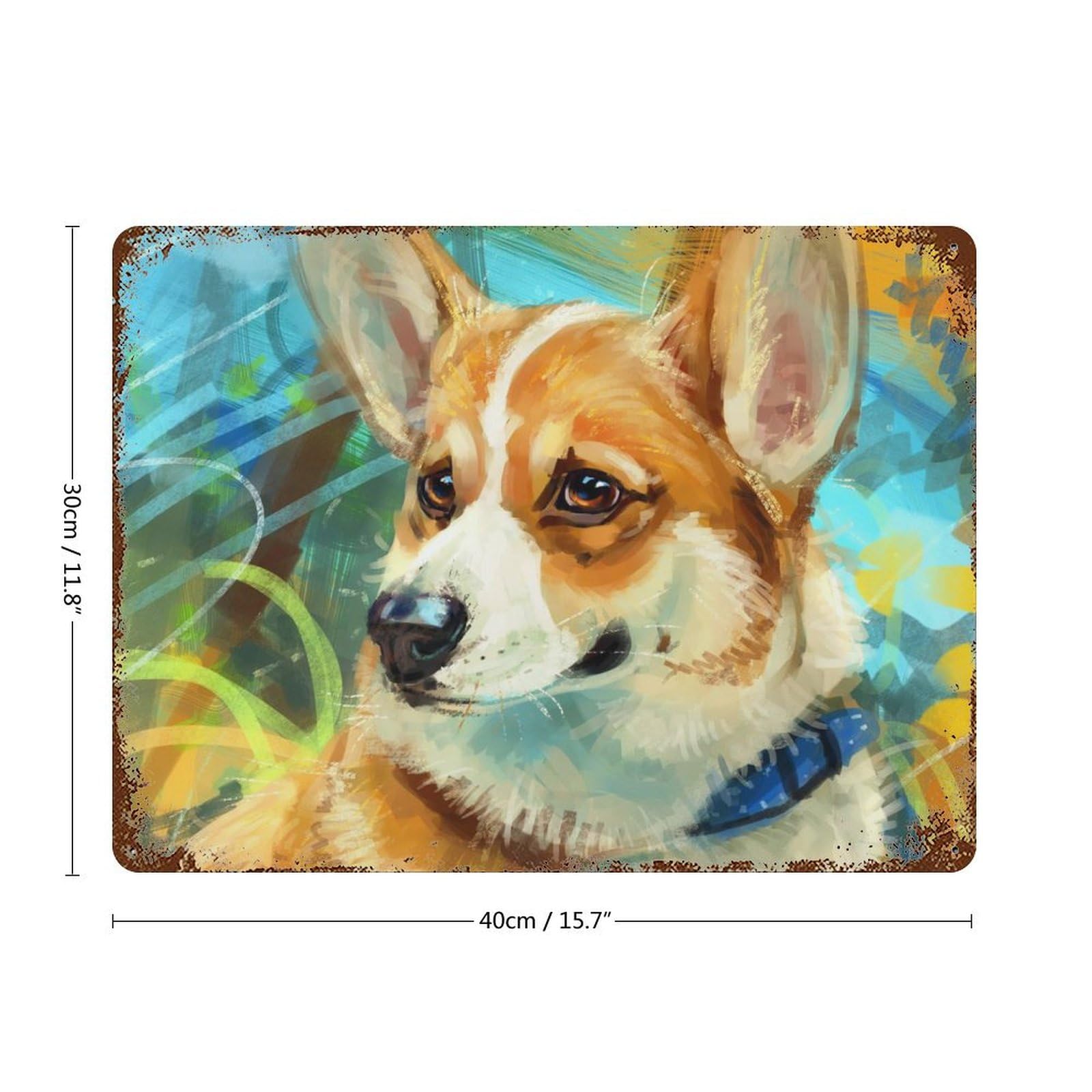 デザイン看板 】コーギー音楽☆ポスター絵レコード犬アートパネル