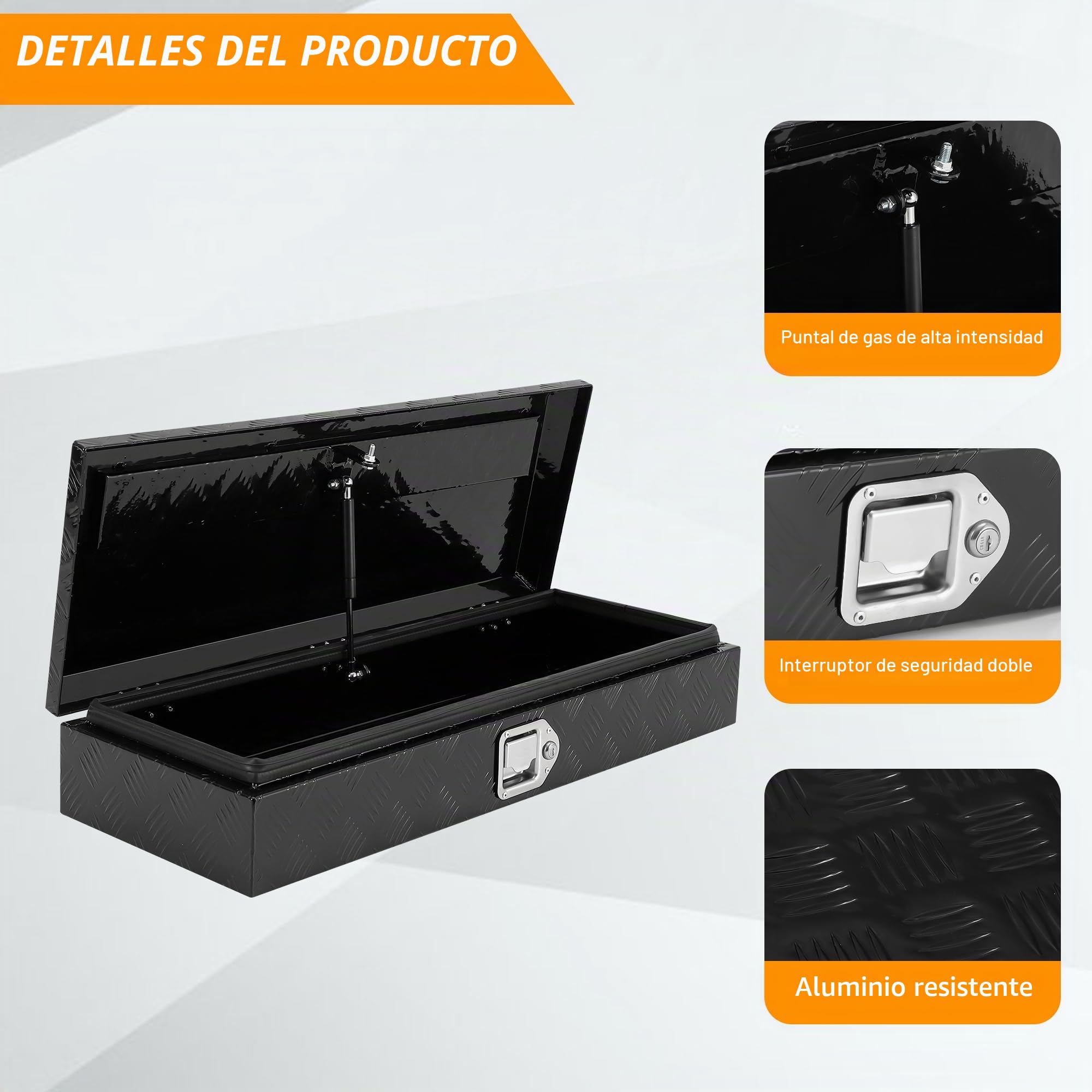 Caja De Herramientas De 30 Pulgadas Para Caja De Camioneta, Resistente, De Aluminio Con Placa De Diamante y Cerradura, Organizador Seguro Para Camionetas, Remolques